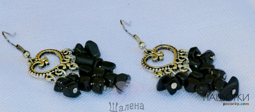 Сережки Чорний агат