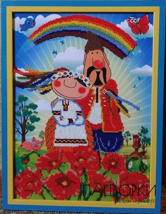 Вишита картина "Молодята" (українська тематика)