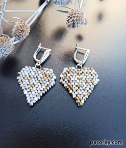 Сережки з бісеру Кульчики Ромби Серце