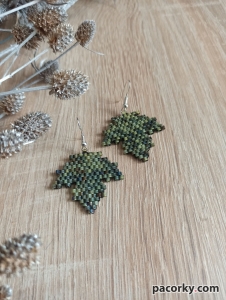 Сережки Листочки з японського бісеру