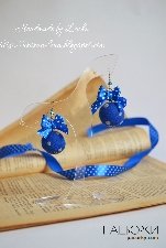 Синє чудо в горошок (сережки)