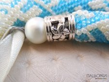 Джгут з бісеру Біло-блакитний
