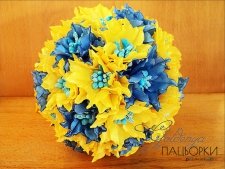 Жовто-блакитний весільний букет ручної роботи