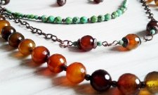 Намисто з натурального агату ′Лісове′.Кульчики в подарунок!