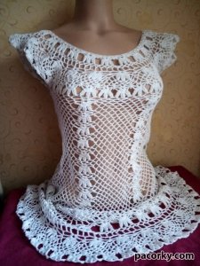 Нежная пляжная туника белого цвета