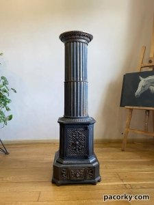 Чавунна пічка з ажурною топкою H1255mm готова для опалення 120м.кв