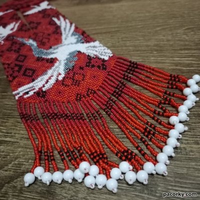 Гердан з бісеру Лелеки та журавлі