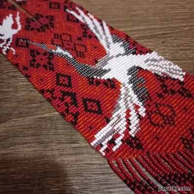 Гердан з бісеру Лелеки та журавлі