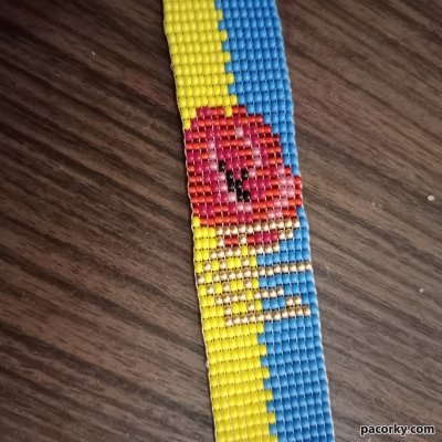 Патріотичний синьо-жовтий браслет з бісеру з трояндою та тризубом