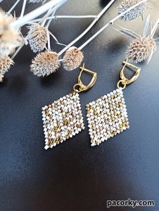 Сережки з бісеру Кульчики Ромби Серце