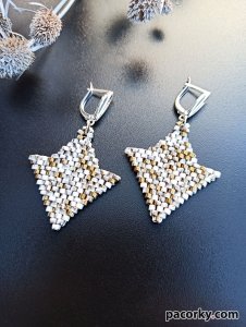Сережки з бісеру Кульчики Ромби Серце