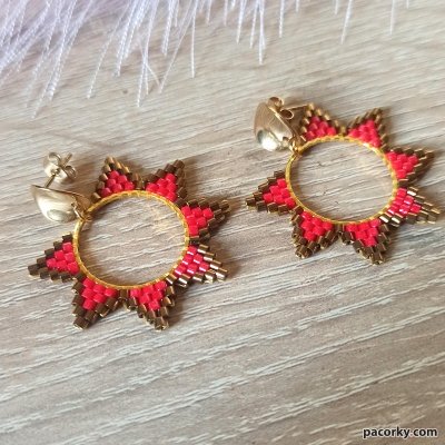 Сережки квіти з японського бісеру