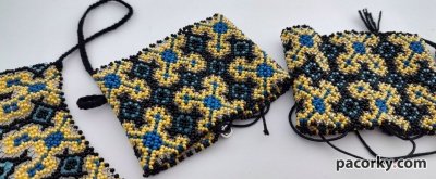 Широкий браслет манжет з бісеру