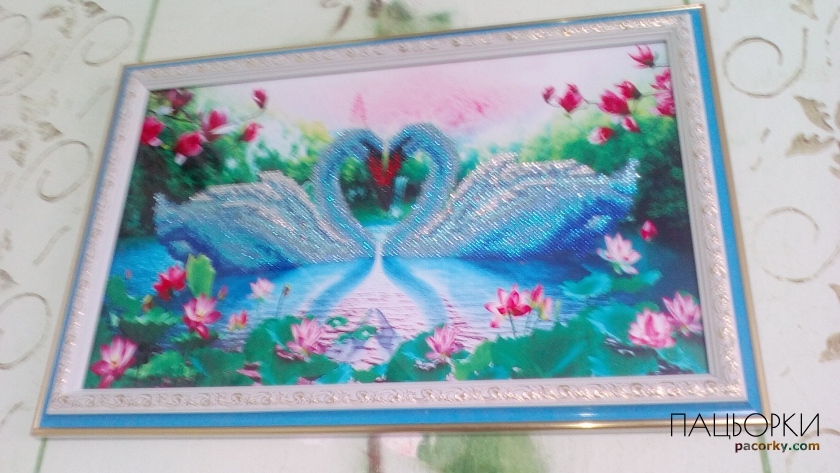 Картина "Лебеді". Алмазна мозаїка