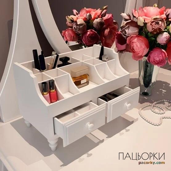 Дерев'яний комодик для косметики на 2 ящика (ручна робота) 