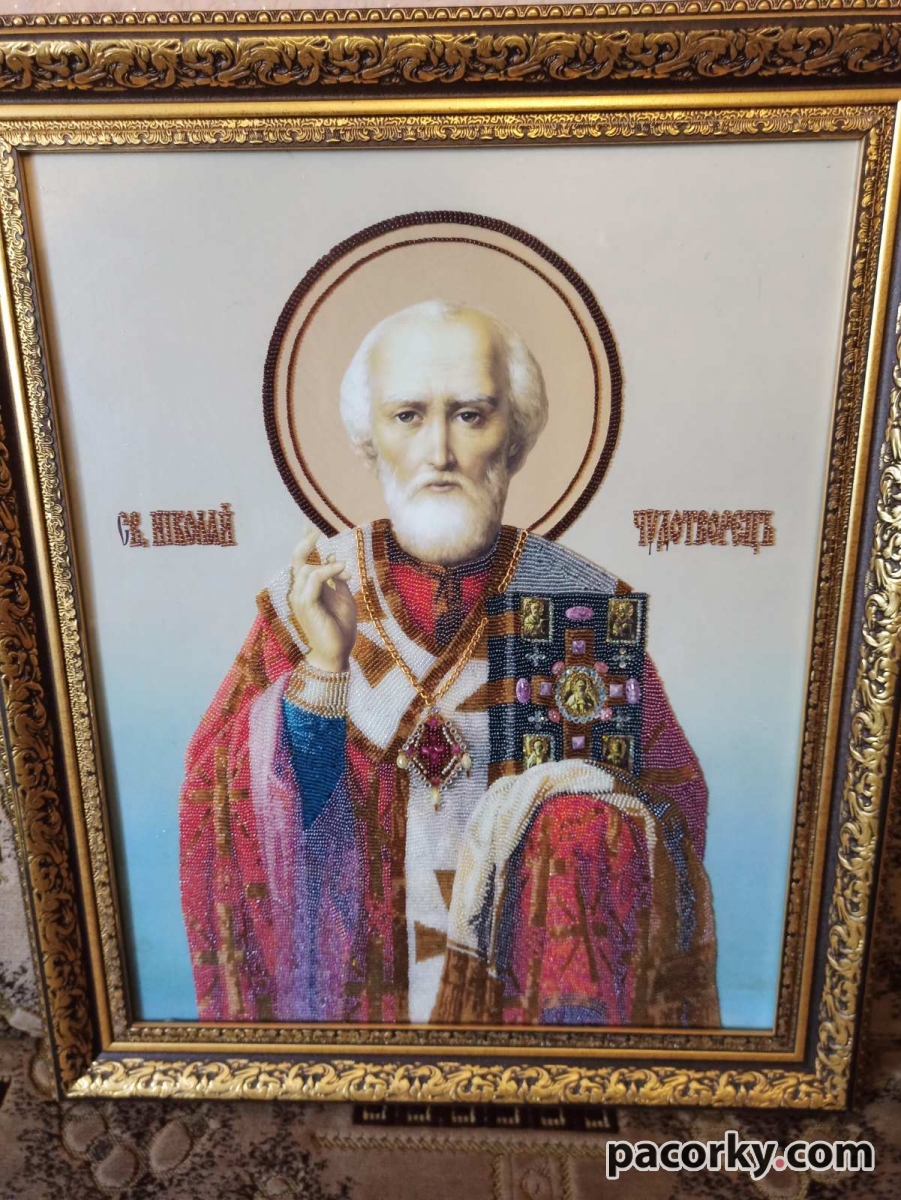 Ікона з бісеру Святий Миколай